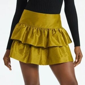 Scoop Olive Dust Dollcore Coquette Y2K Tiered Ruffle Party Mini Skirt NWT Size S